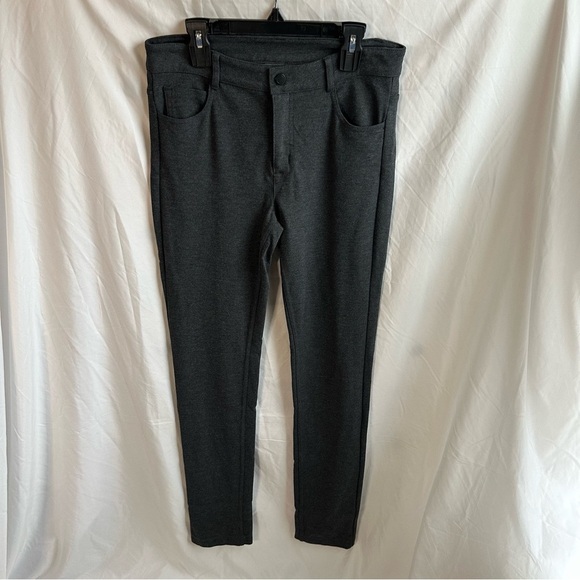 Athleta Dark Gray Stretch Skinny Pants with Button and Zipper Closure Size 4 - Picture 1 of 3